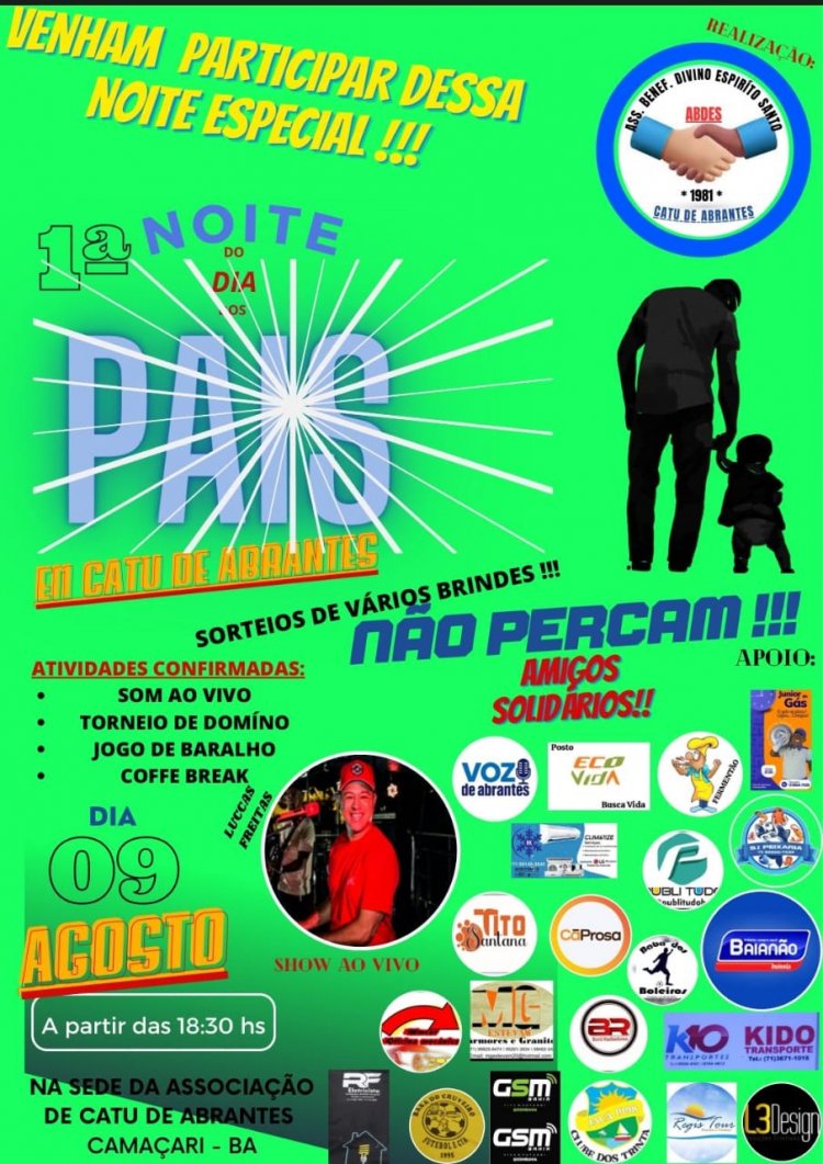 Associação de Catu de Abrantes promove noite especial para celebrar o Dia dos Pais