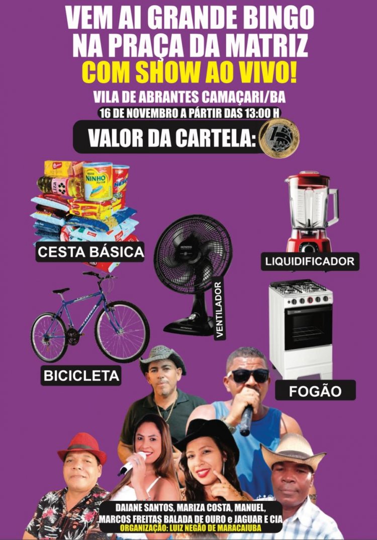 Grande Bingo na Praça da Matriz promete diversão, prêmios e muito show ao vivo!